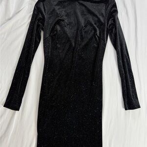 Windsor Black Sparkle Long Sleeve Dress